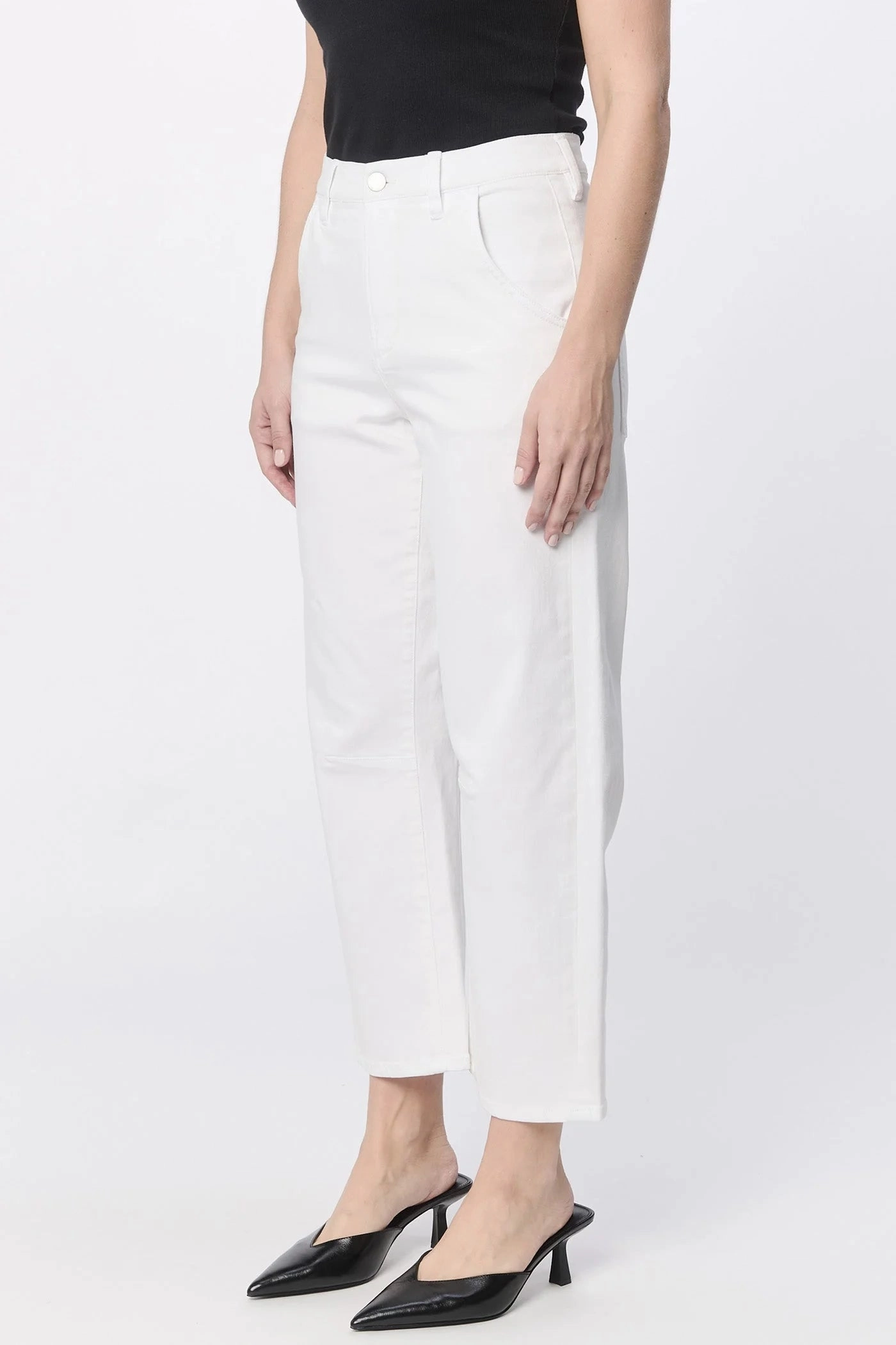 DurablePolyester Eco Friendly Material Lasso High Rise Cropped Pants - White