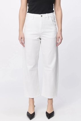 Lasso High Rise Cropped Pants - White Office Appropriate