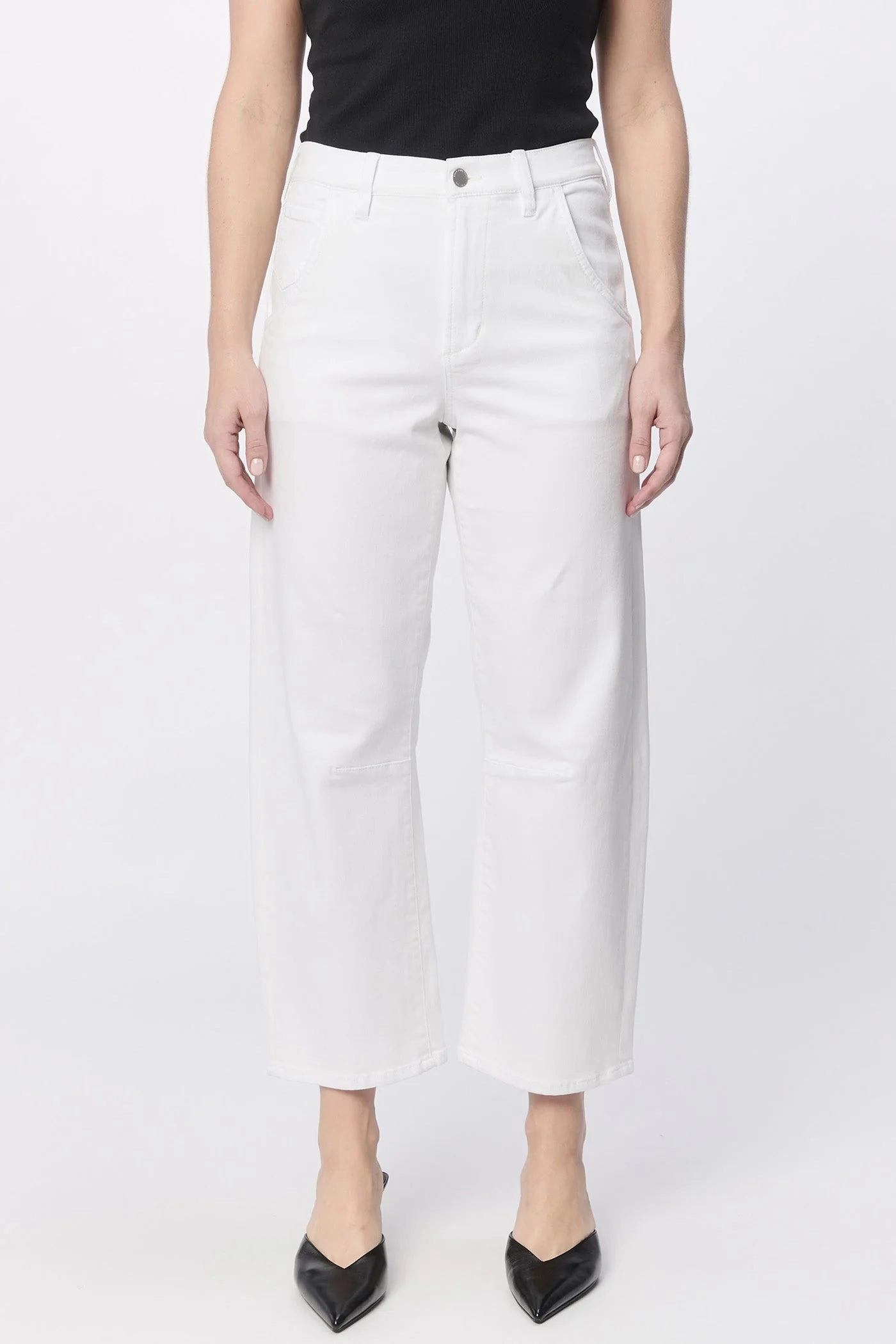 Lasso High Rise Cropped Pants - White Office Appropriate