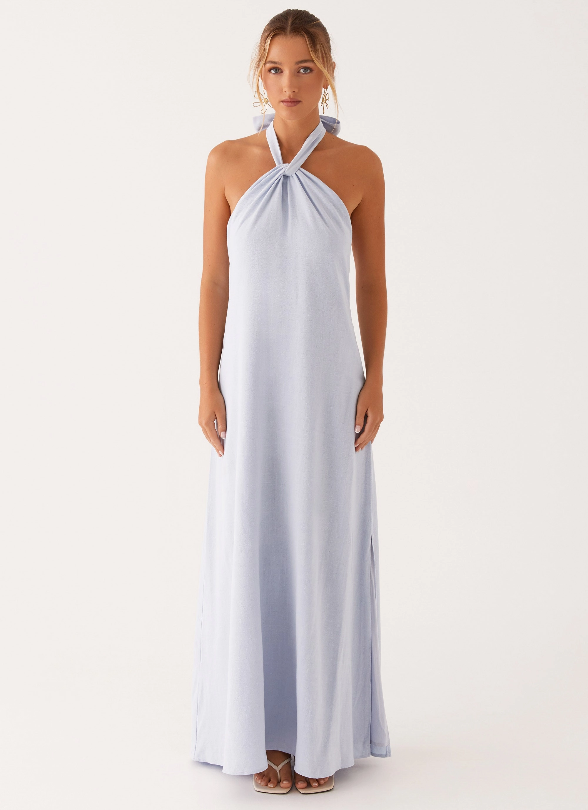 Golden Child Linen Maxi Dress - Blue Soft Motion