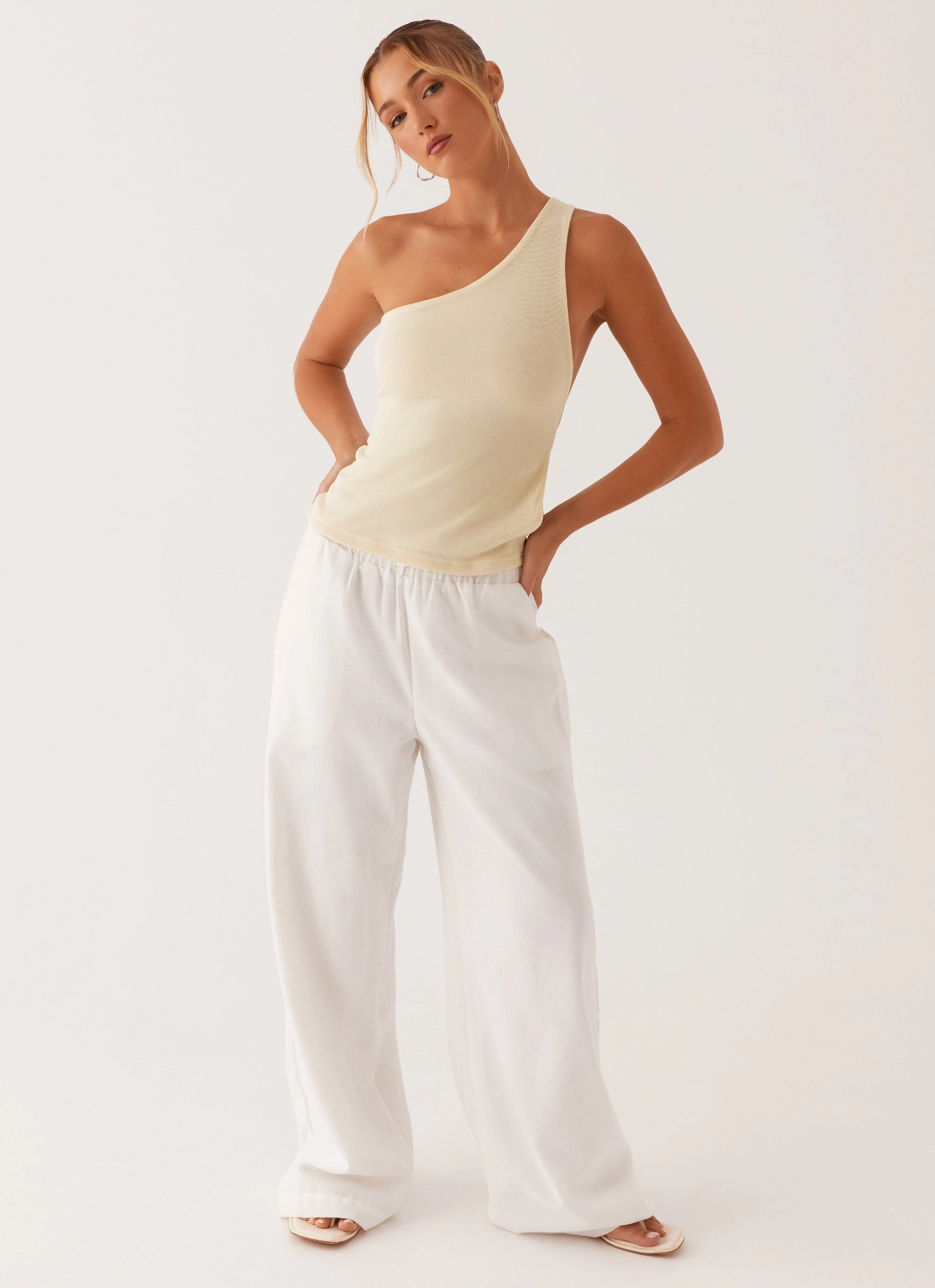 Wicking Inner Lining Breathable Hoodie Safiya One Shoulder Top - Yellow