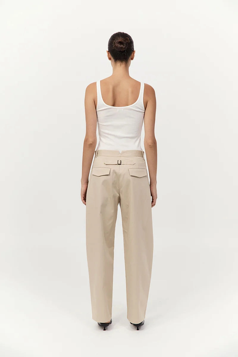 Cotton Barrel Leg Pants in Champagne Timeless Appeal