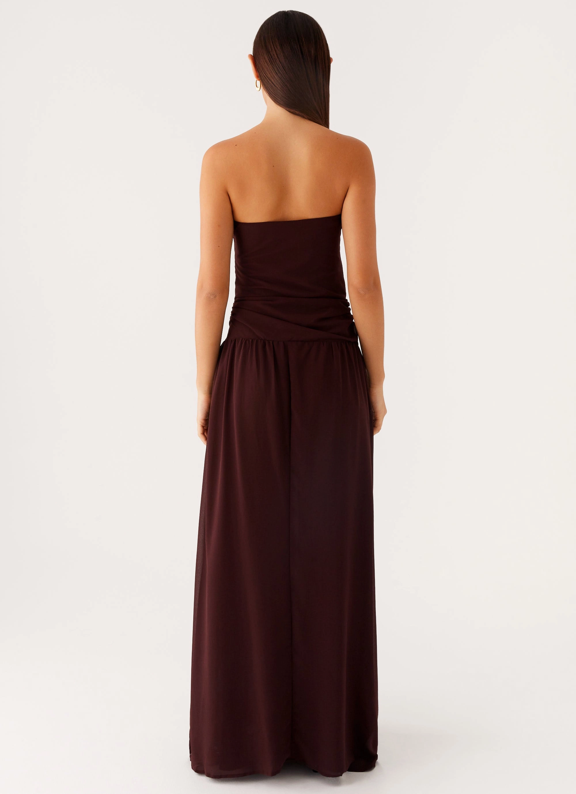 Covia Strapless Maxi Dress - Dark Chocolate Silk Air Smooth Line