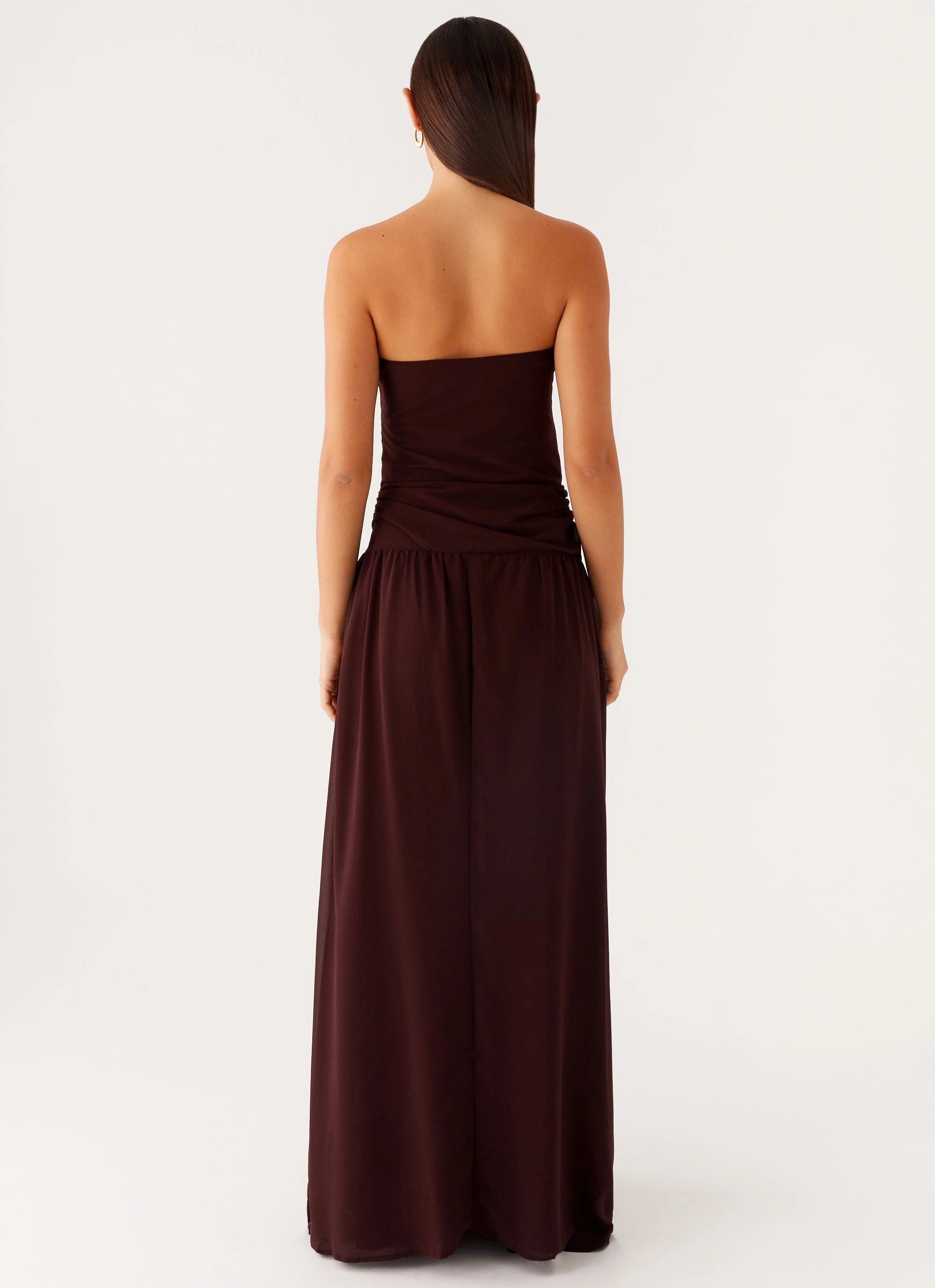 Sweetheart-Neck Covia Strapless Maxi Dress - Dark Chocolate