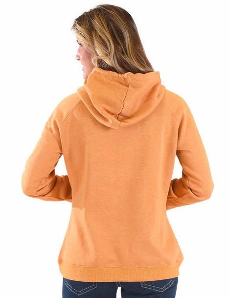 Cowgirl Tuff Womens Be Strong Be Humble Orange Poly/Rayon Hoodie Compression Fit Design