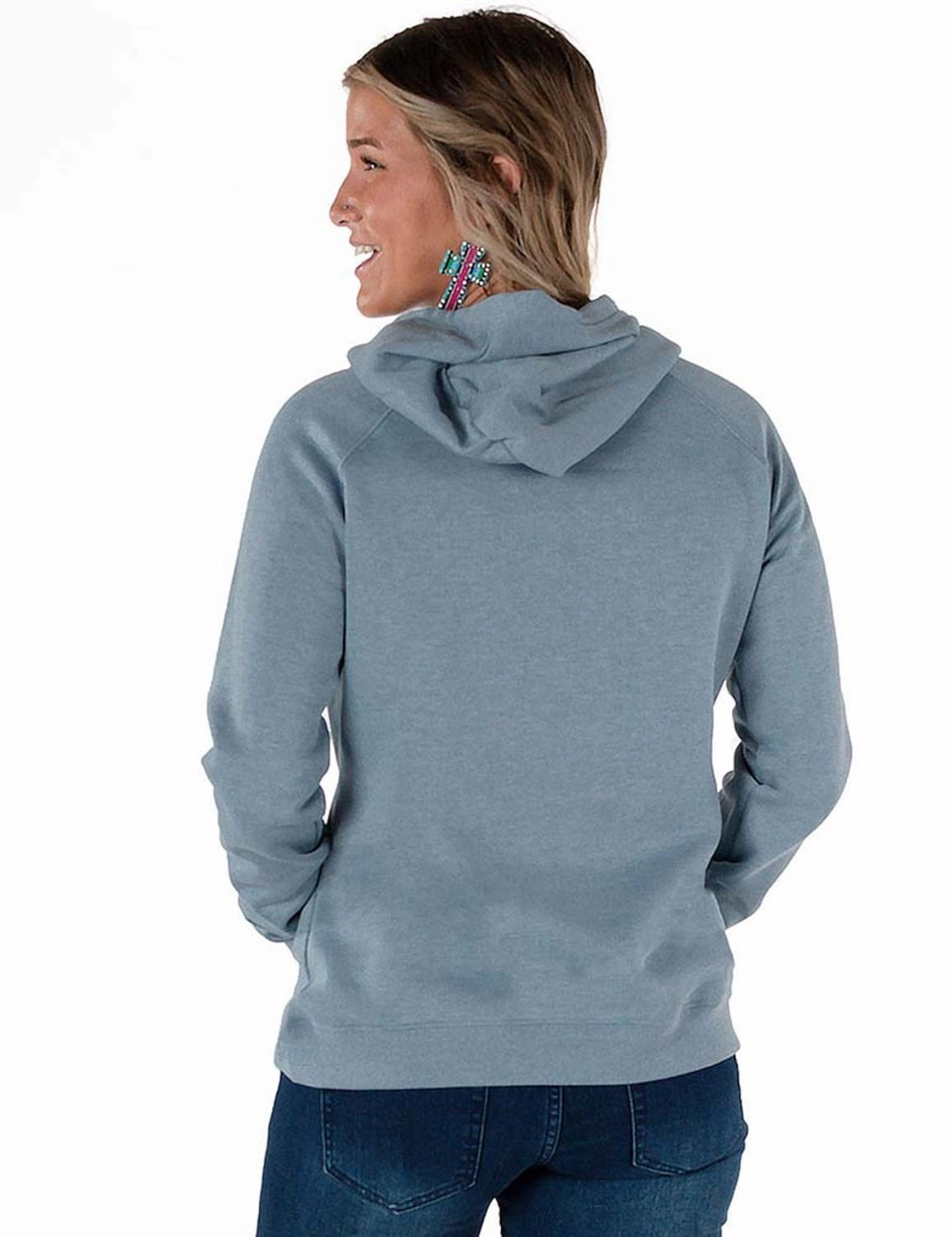 Cowgirl Tuff Womens Believe Junior Fit Light Blue Poly/Rayon Hoodie Basic Fit