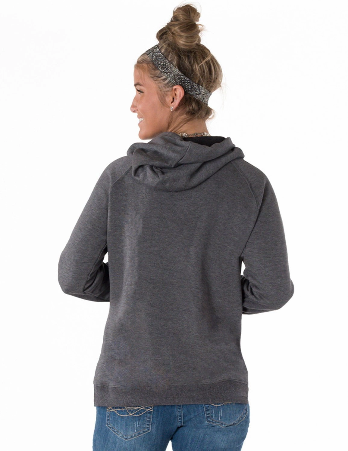 Cowgirl Tuff Womens Free To Roam Charcoal Poly/Rayon Hoodie Lightweight Material Airtight Fasteners