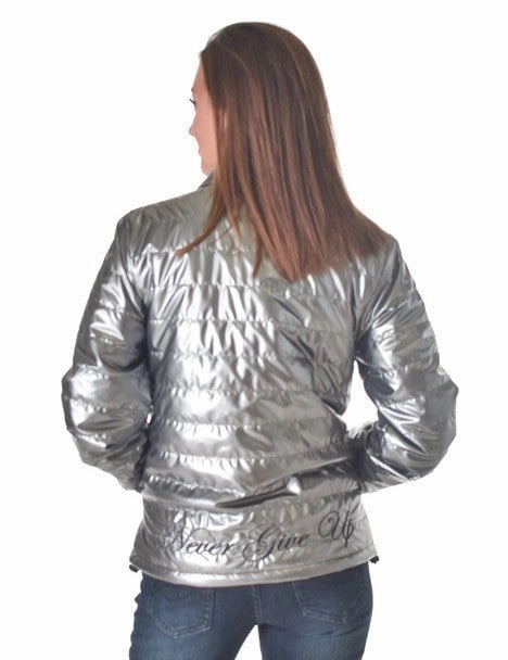 City Look Cowgirl Tuff Womens Horizontal Midweight Silver 100% Polyester Softshell Jacket