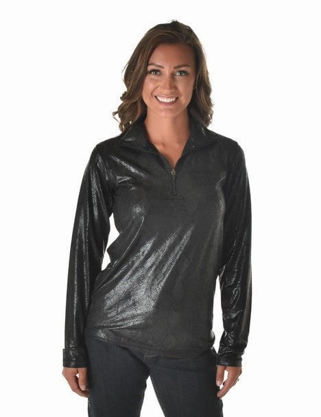 Cowgirl Tuff Womens Quarter Zip Cadet Black Poly/Spandex Athletic Shell Jacket Essential Casual Look