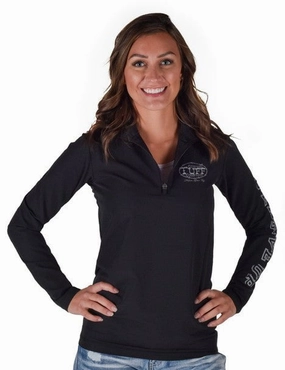 Cowgirl Tuff Womens Quarter Zip Cadet Black Poly/Spandex Athletic Shell Jacket Quick Pull Zipper