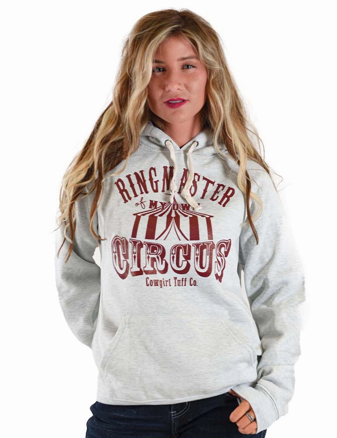 Cowgirl Tuff Womens Ringmaster Ash Poly/Rayon Hoodie UV Protective Coating