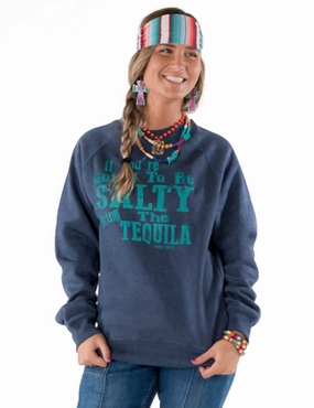 Cowgirl Tuff Womens Salty Tequila Navy Poly/Rayon Sweatshirt Comfy Fit