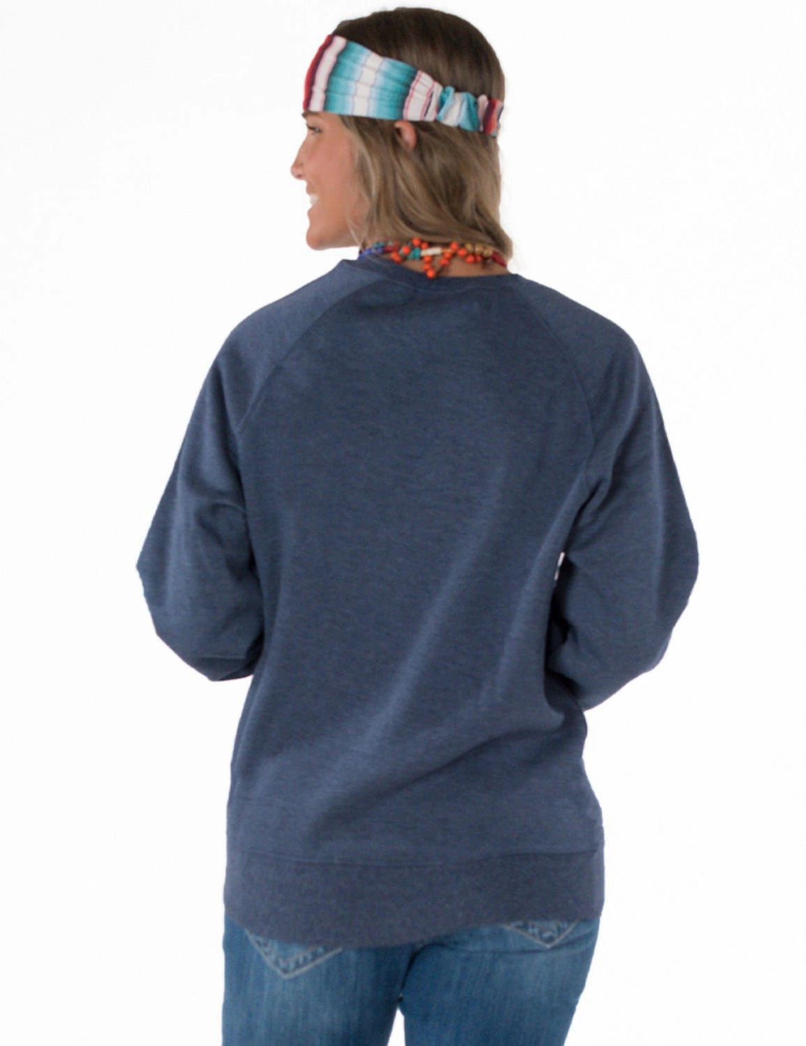 Cowgirl Tuff Womens Salty Tequila Navy Poly/Rayon Sweatshirt Knit Look Premium Comfort