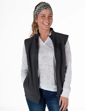 Breathable Lining Cowgirl Tuff Womens Stretch Charcoal Nylon Softshell Vest