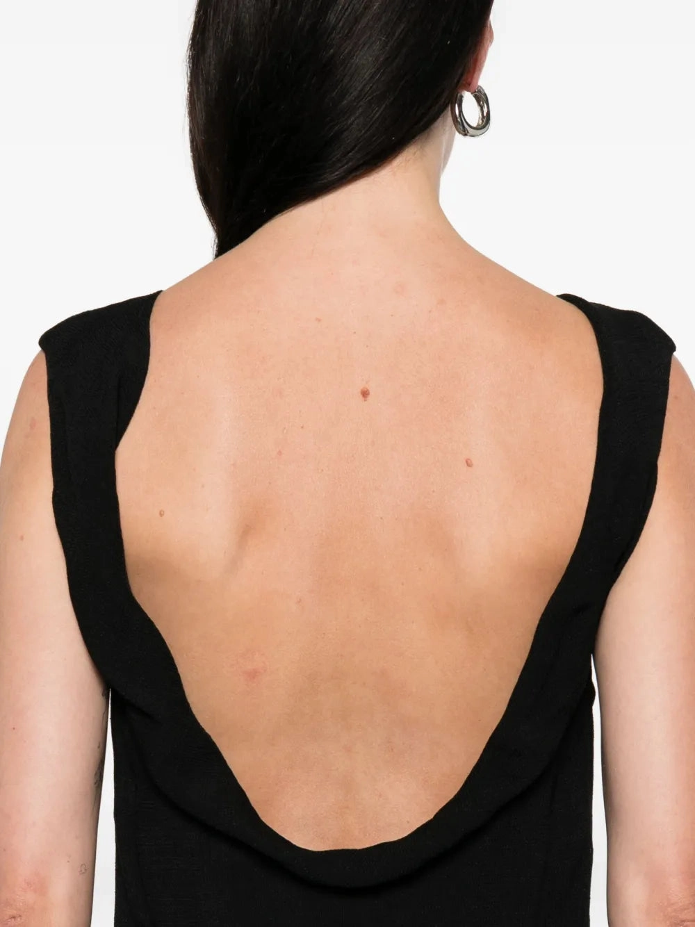 Cowl Back Dress in Black Contemporary Look Shiny-Lining