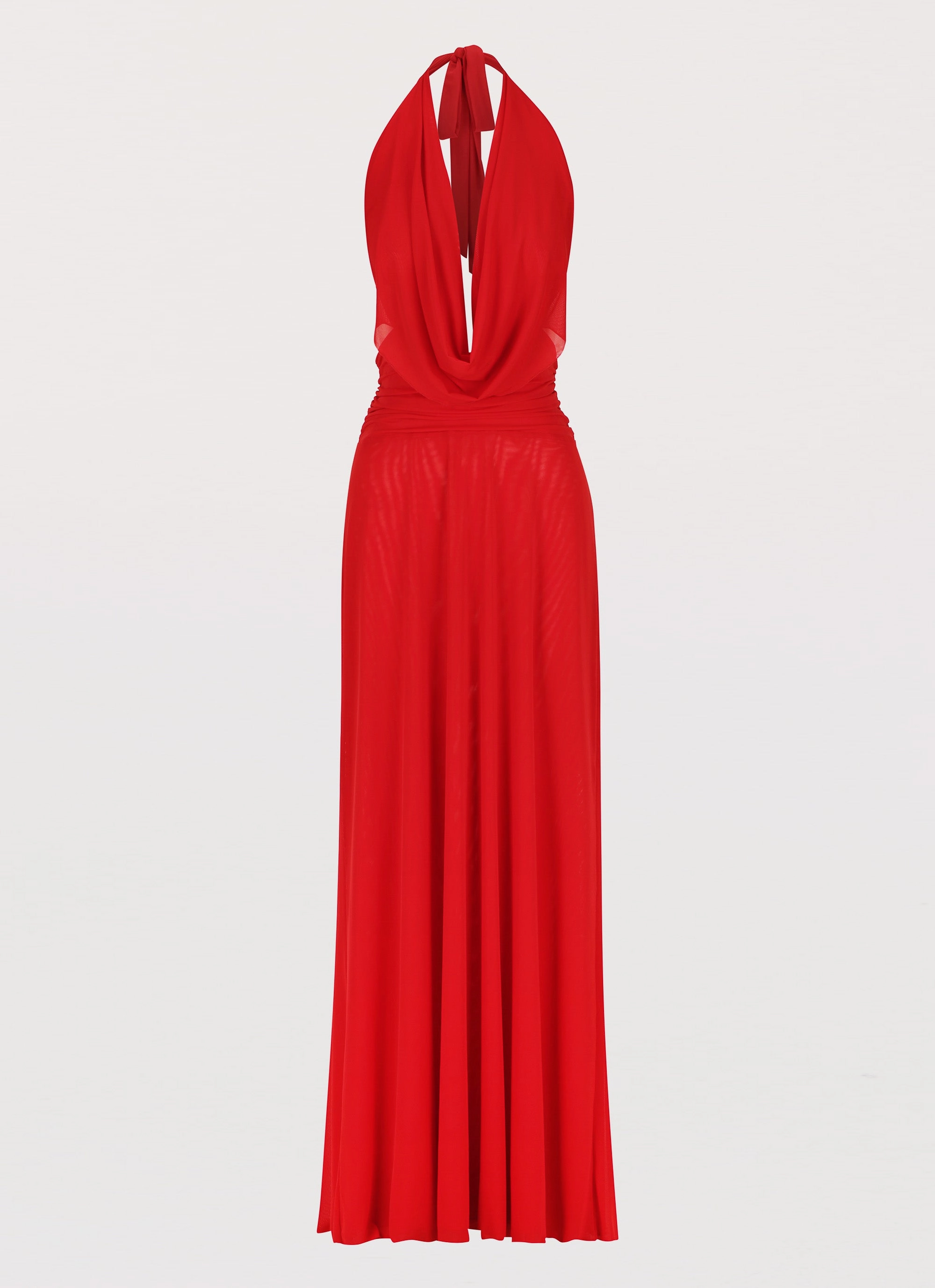 Elysia Mesh Maxi Dress - Cherry Red Versatile Wearable