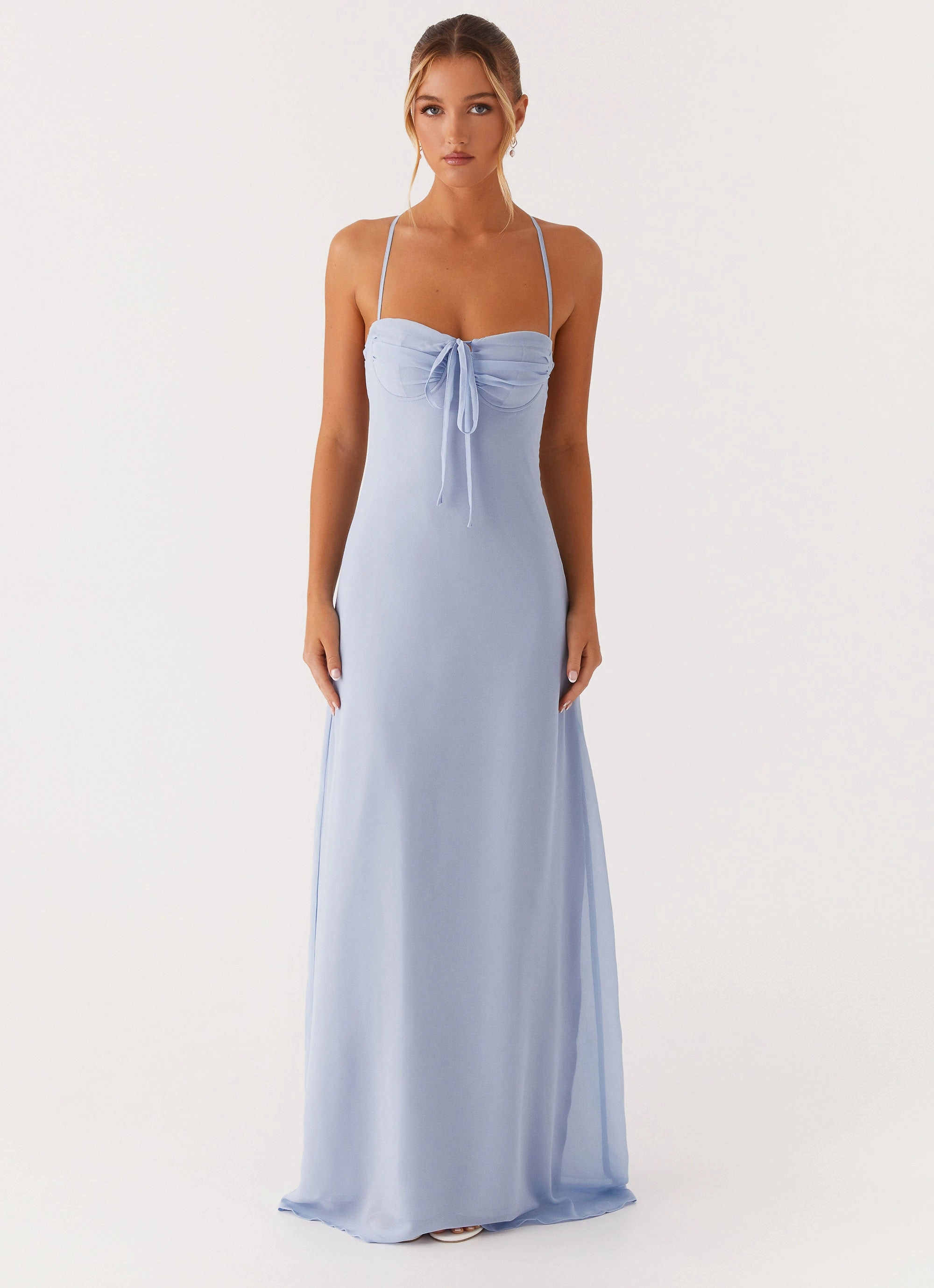 Subtle Lines Aveline Bustier Maxi Dress - Blue