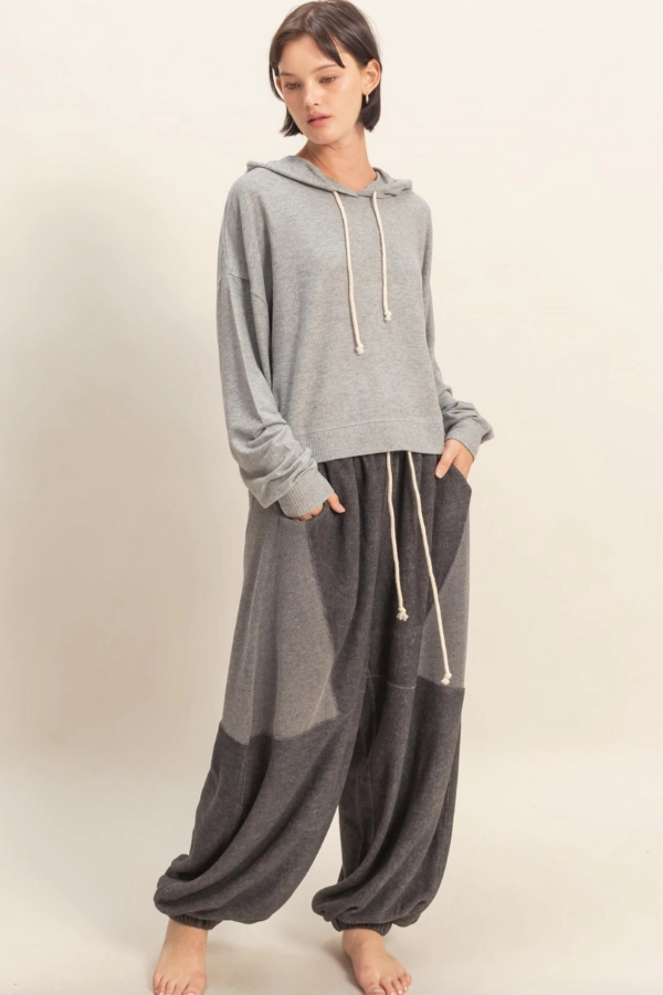 Cozy Contrast Sweatpants - Charcoal High Quality Material Everyday Wear