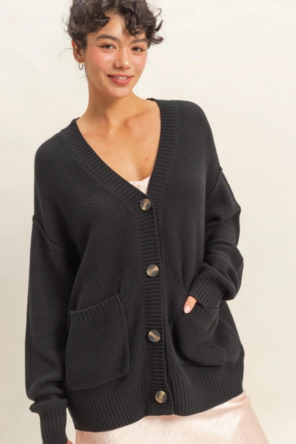 Oversized Button Down Cardigan Ethical production