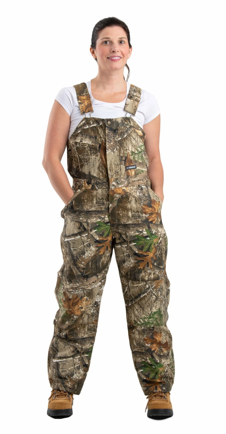 Durable Corrosion Resistant Zippers Relaxed Comfort Berne Realtree Edge 100% Cotton Womens Softstone Insulated Bib Overall