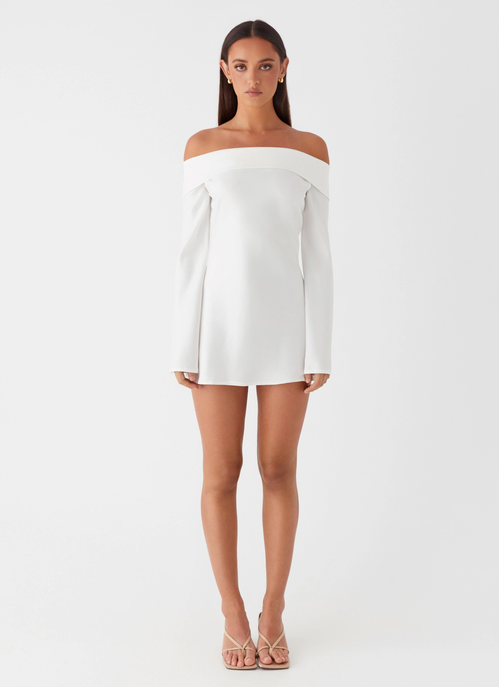Lumina Long Sleeve Mini Dress - White Day Fit
