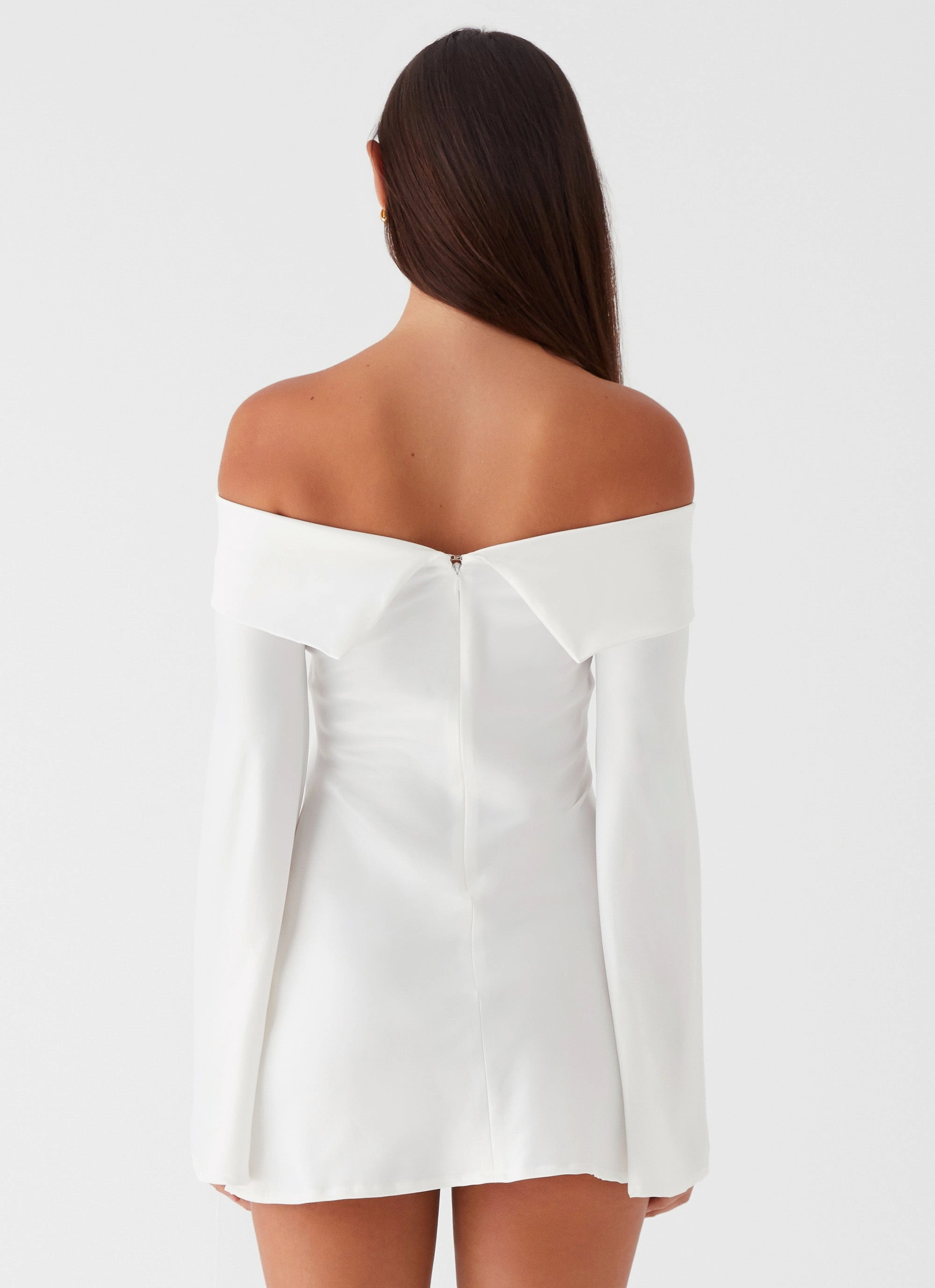 Lumina Long Sleeve Mini Dress - White Structured Fit