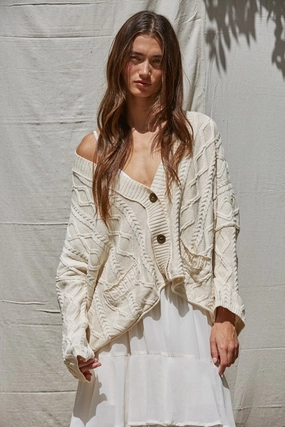 Anais Cable Knit Cardigan Relaxed Silhouette Warm and Soft