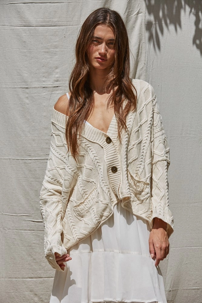 Anais Cable Knit Cardigan Casual Button-Down