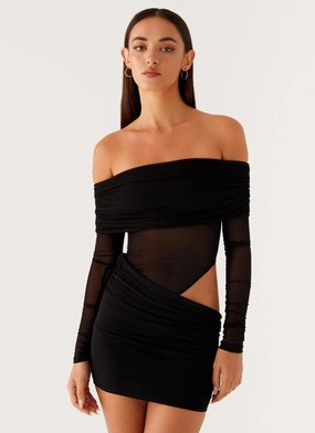 No Doubt Mini Dress - Black High-Neck