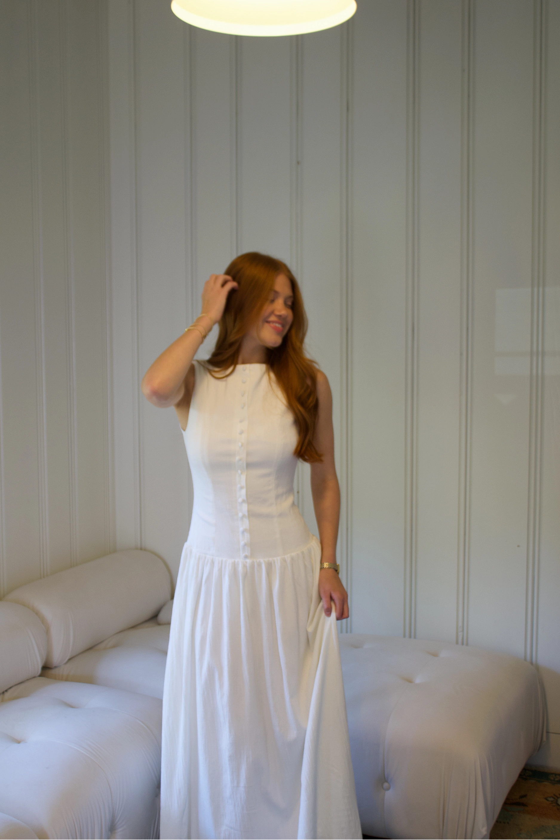 Sustainable Production Methods Linen Button Down Maxi Dress - Off White