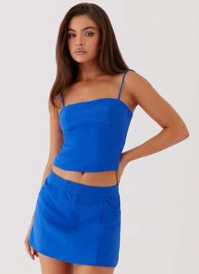 Noise Reducing Fabric Treatment QuickDry Textile Eliana Crop Top - Cobalt
