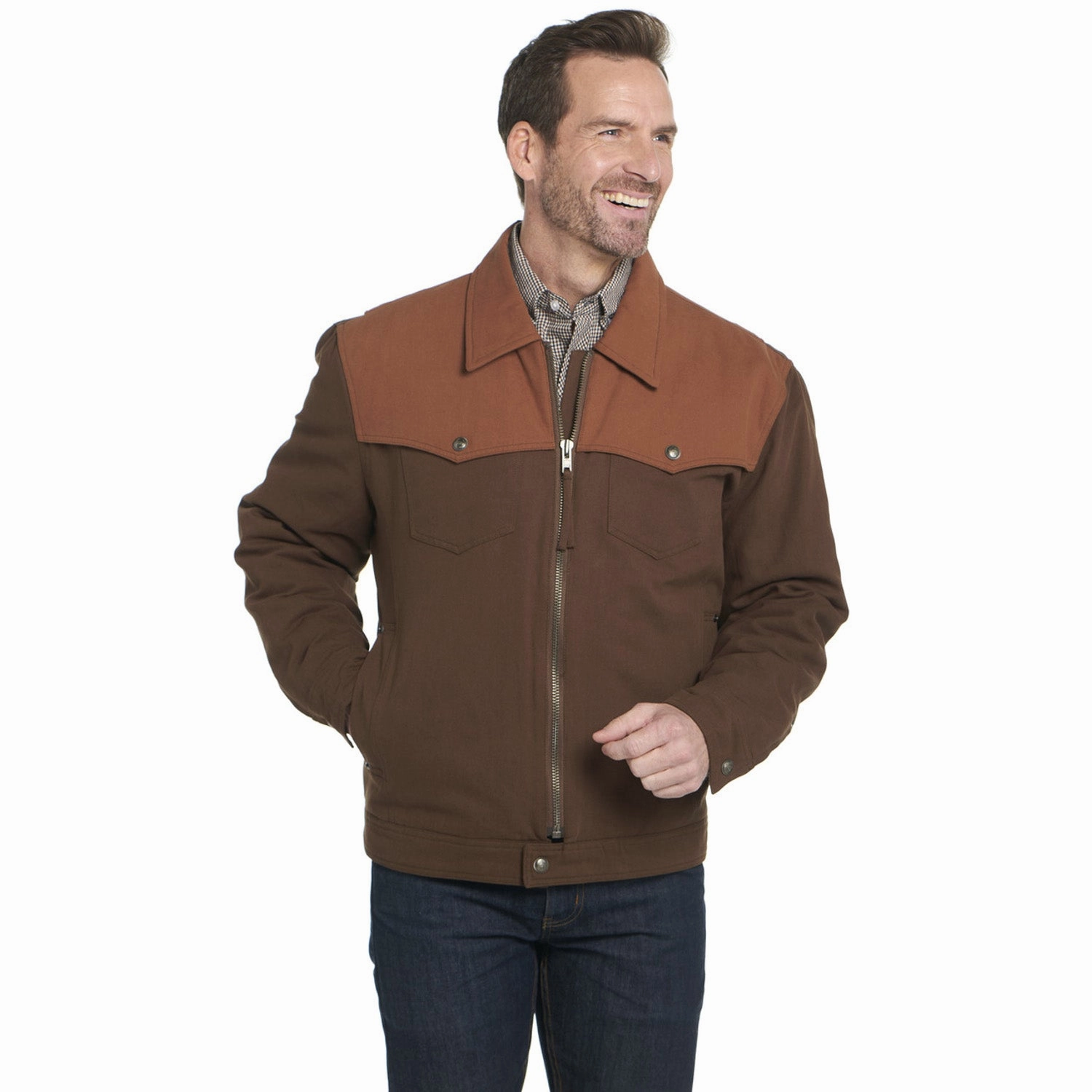 Cripple Creek Mens Two-Tone Bi-Swing English Walnut 100% Cotton Jacket All Occasion Bonded Edge Finish