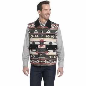 Neutral Tones Cripple Creek Mens Two-Toned Navajo Blanket CCP Red Birch 100% Polyester Vest