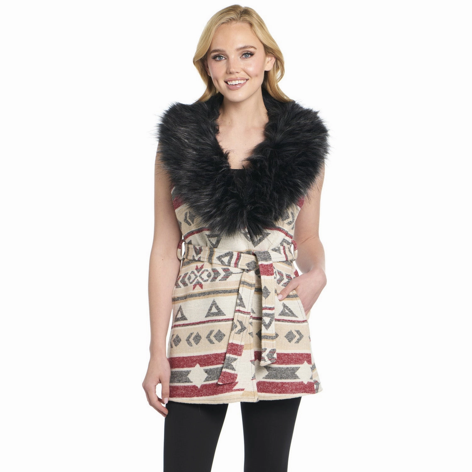 Cripple Creek Womens Navajo Blanket Desert Lights 100% Polyester Faux Fur Vest 3XL Lightweight Layer