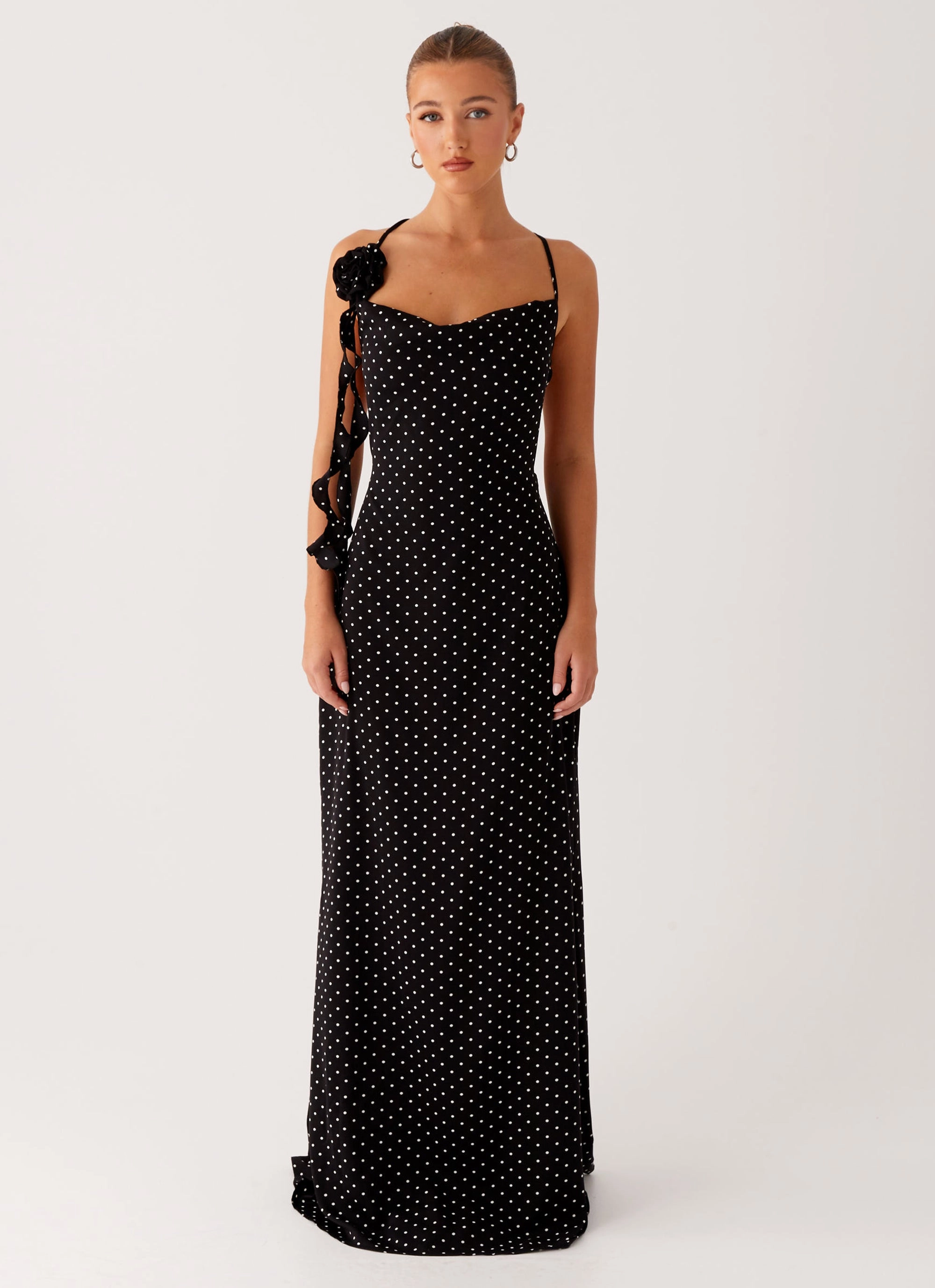 Purely Maxi Dress - Black Polka Dot Street Casual Chill Style