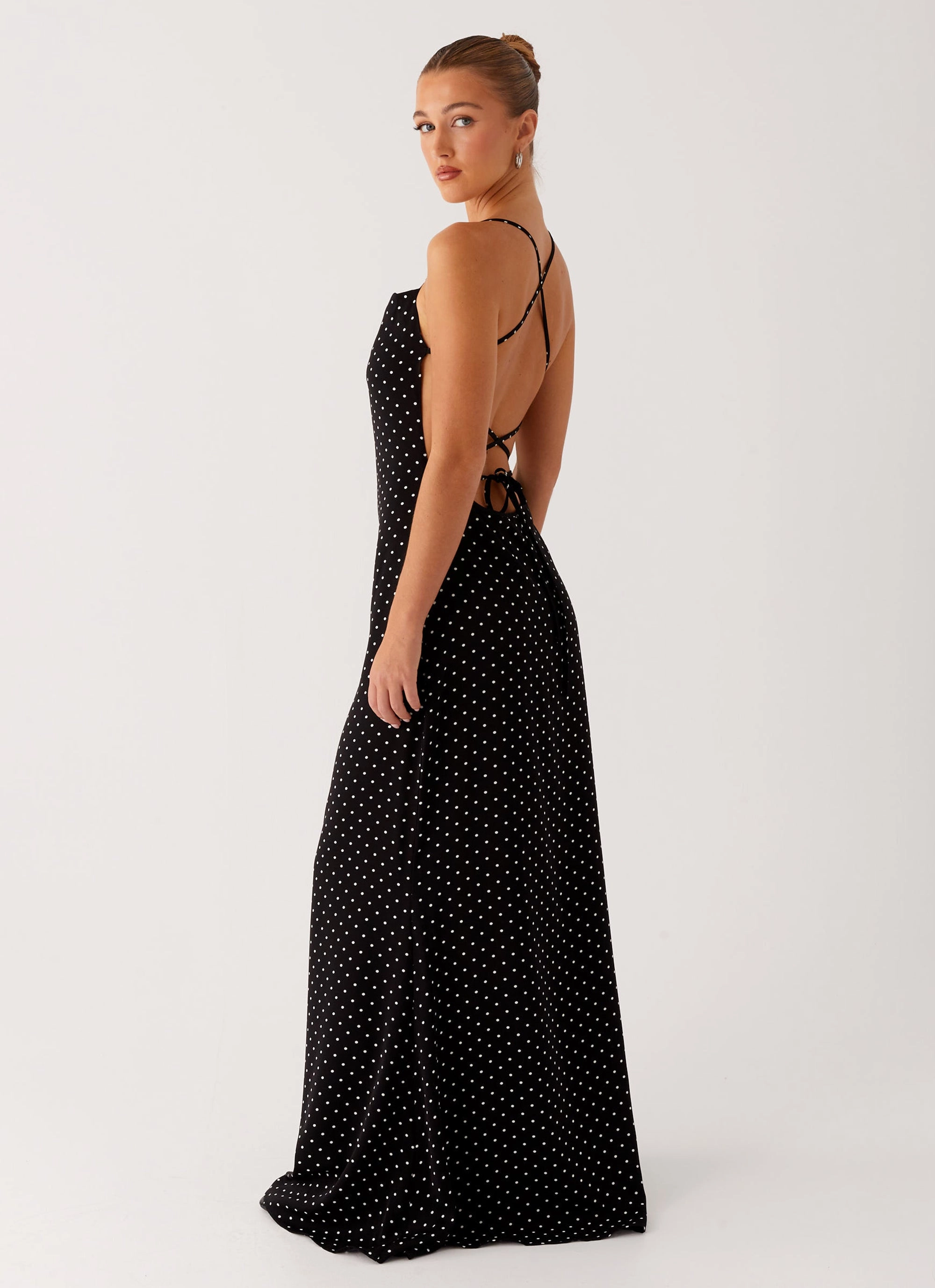 LayeredHemline Classic Comfort Purely Maxi Dress - Black Polka Dot
