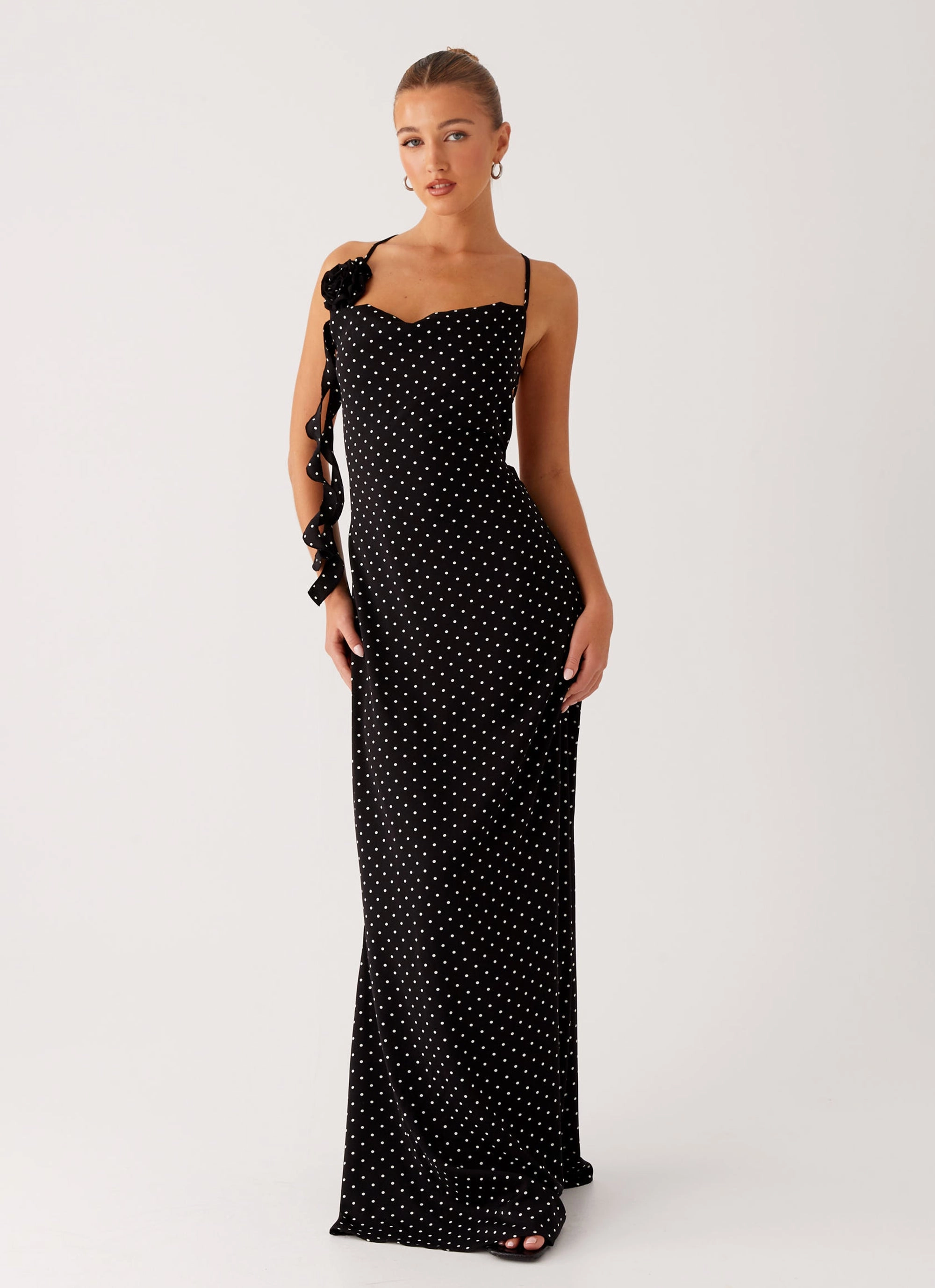 Purely Maxi Dress - Black Polka Dot Stylish Mood