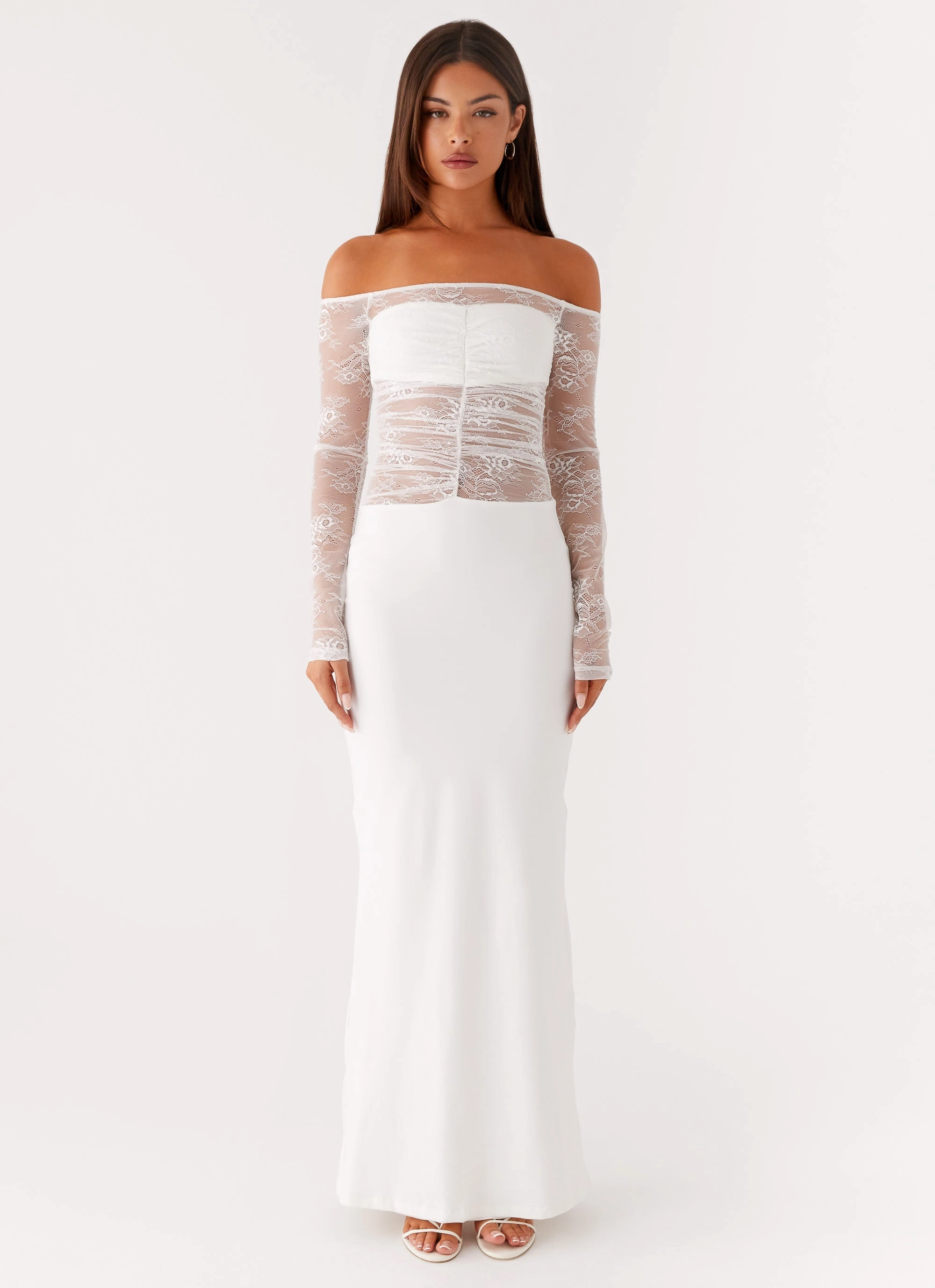 Avi Maxi Dress - White Tailored Style Stylish Cut