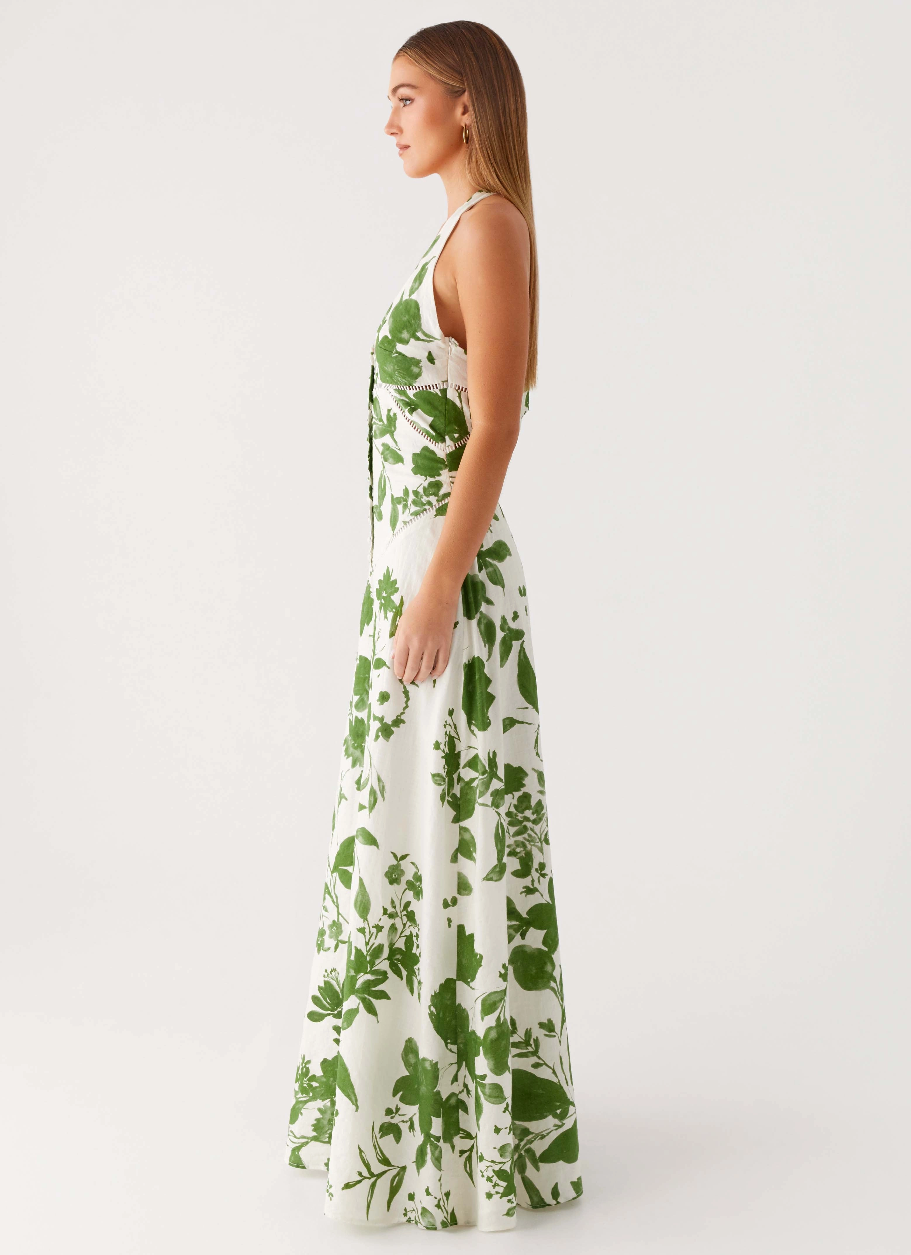 Ember Valley Maxi Dress - Verdant Bloom Slim Silhouette