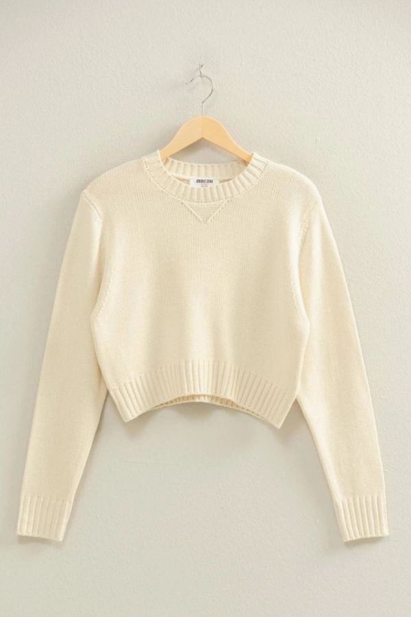 High Density Weave Everyday Chic Cropped Long Sleeve Sweater Top