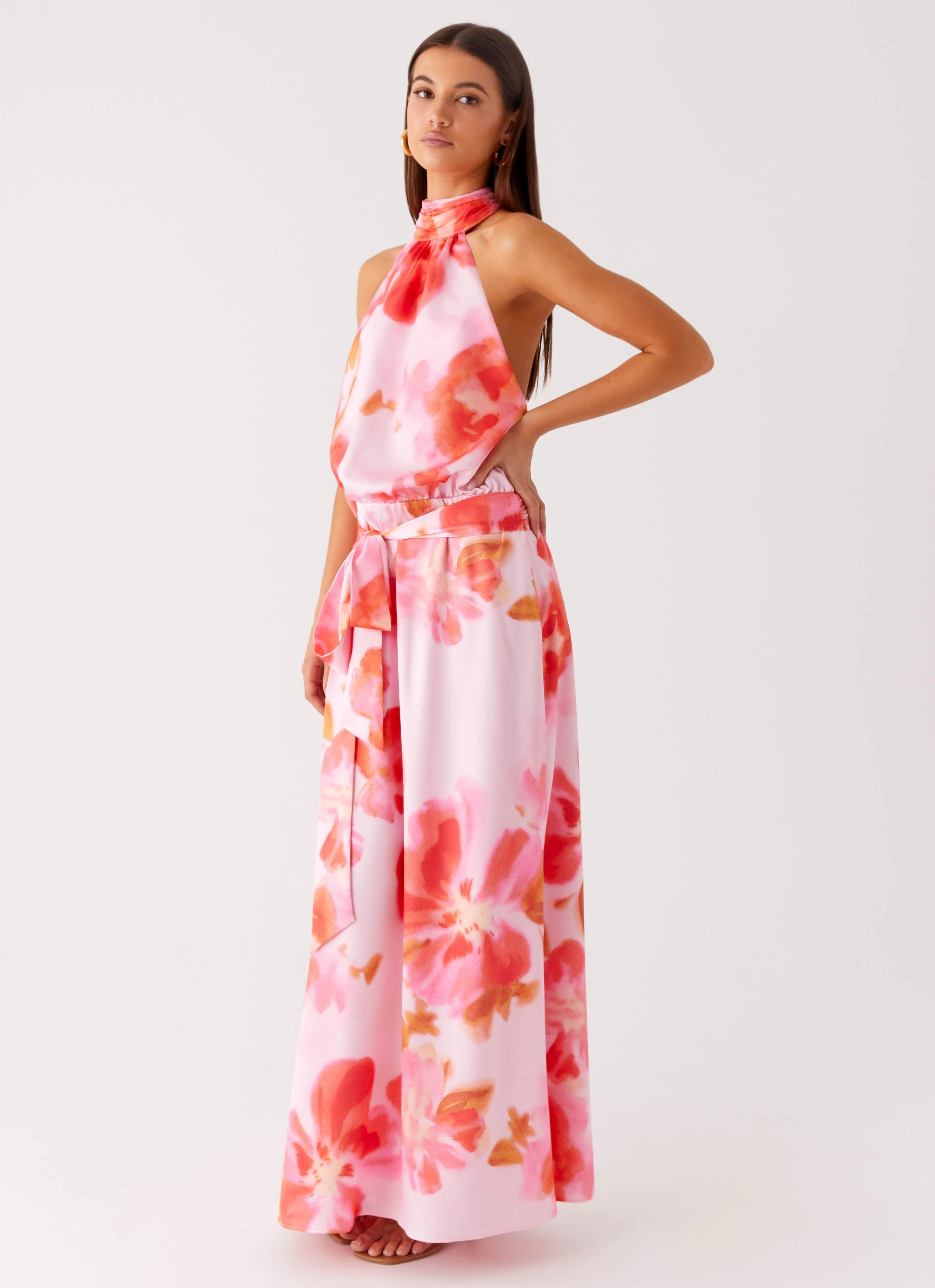 Diablo Backless Maxi Dress - Blushing Blossom Seasonal Layering