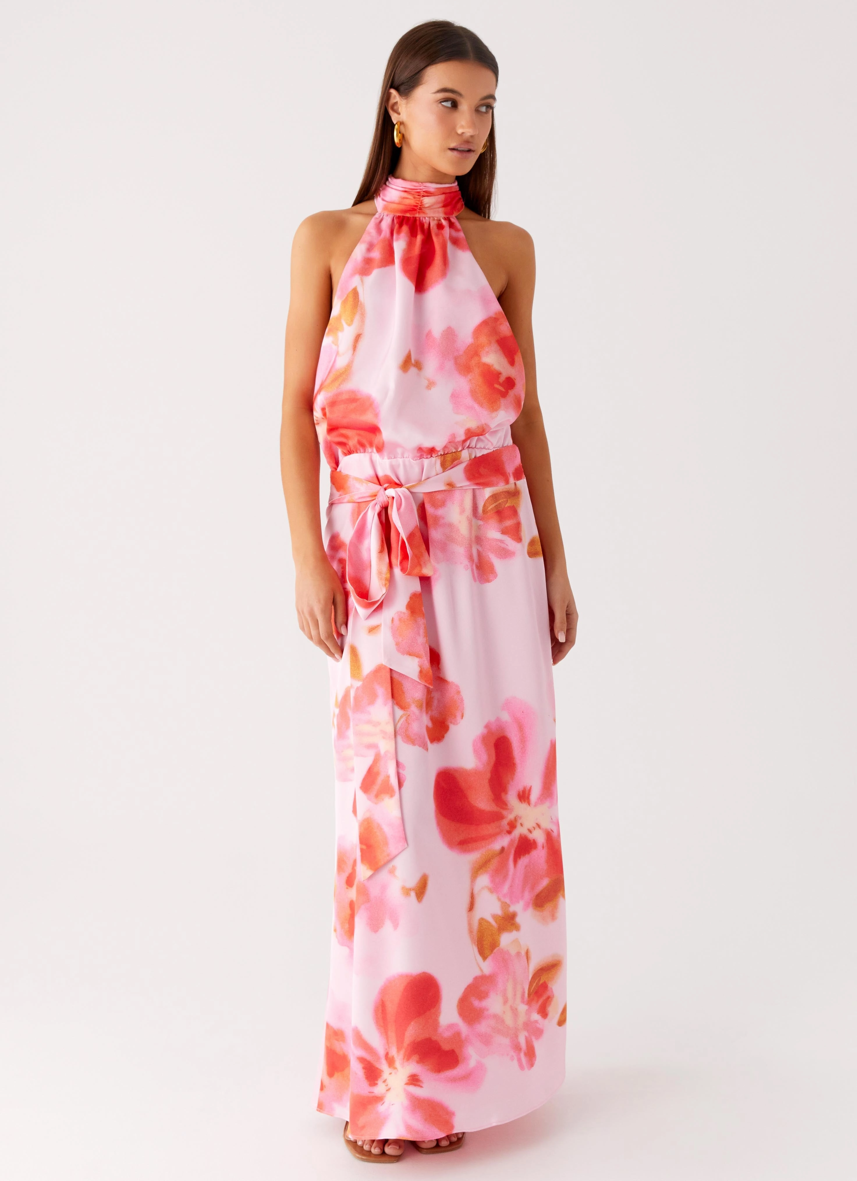 Luxe Wear Comfy Fit Diablo Backless Maxi Dress - Blushing Blossom