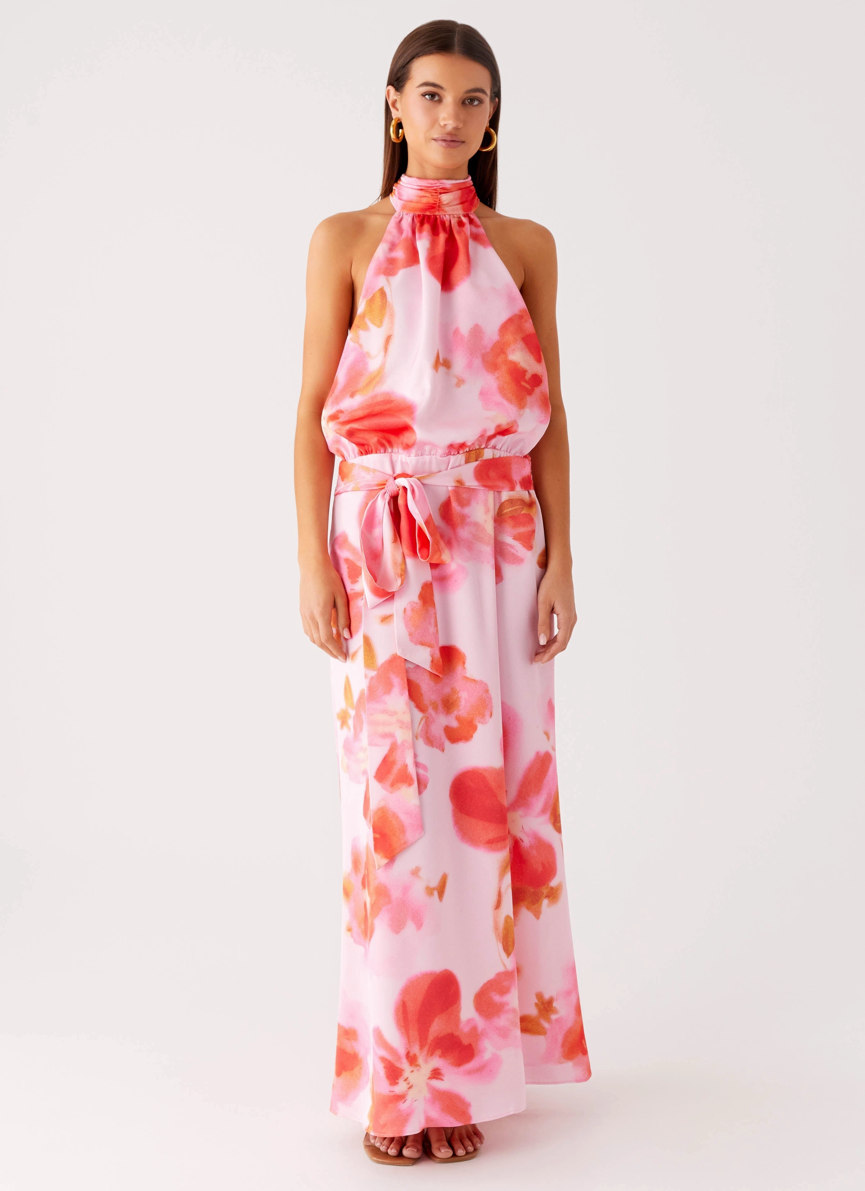Minimalist feel Daily Style Diablo Backless Maxi Dress - Blushing Blossom