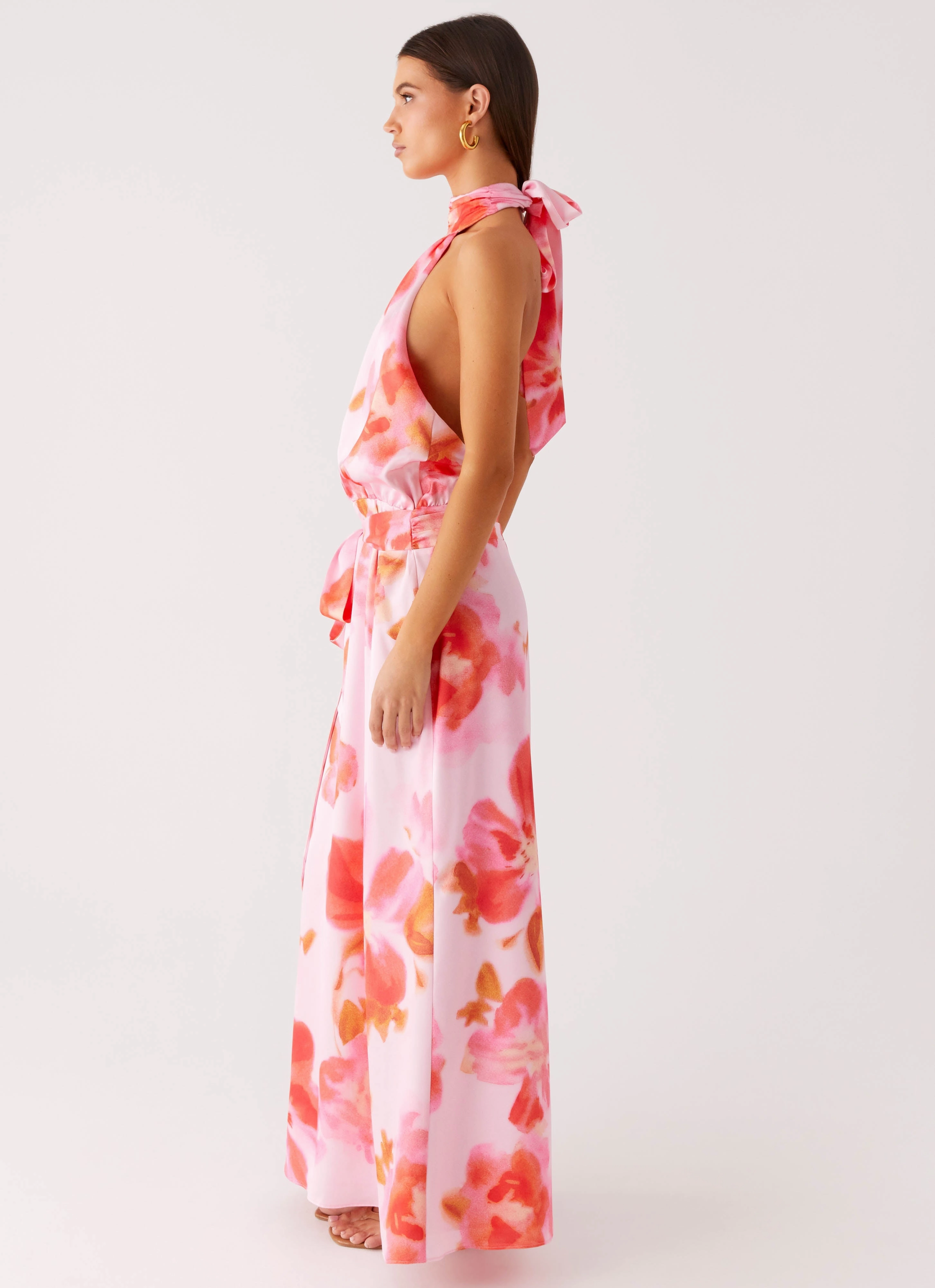 Diablo Backless Maxi Dress - Blushing Blossom Flow Line