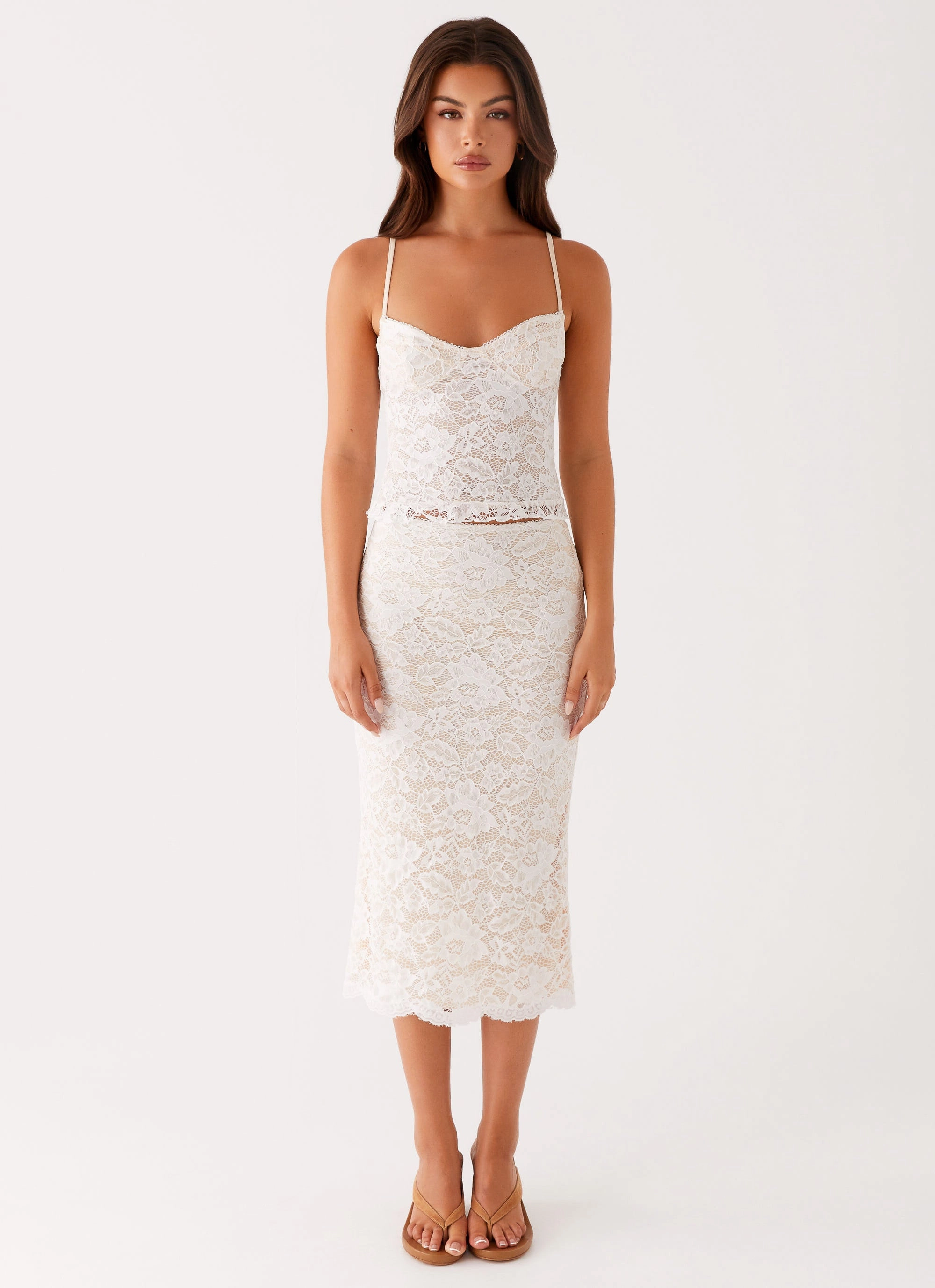 NonIrritatingStitching Classic Hoodie Crystal Clear Lace Top - Ivory