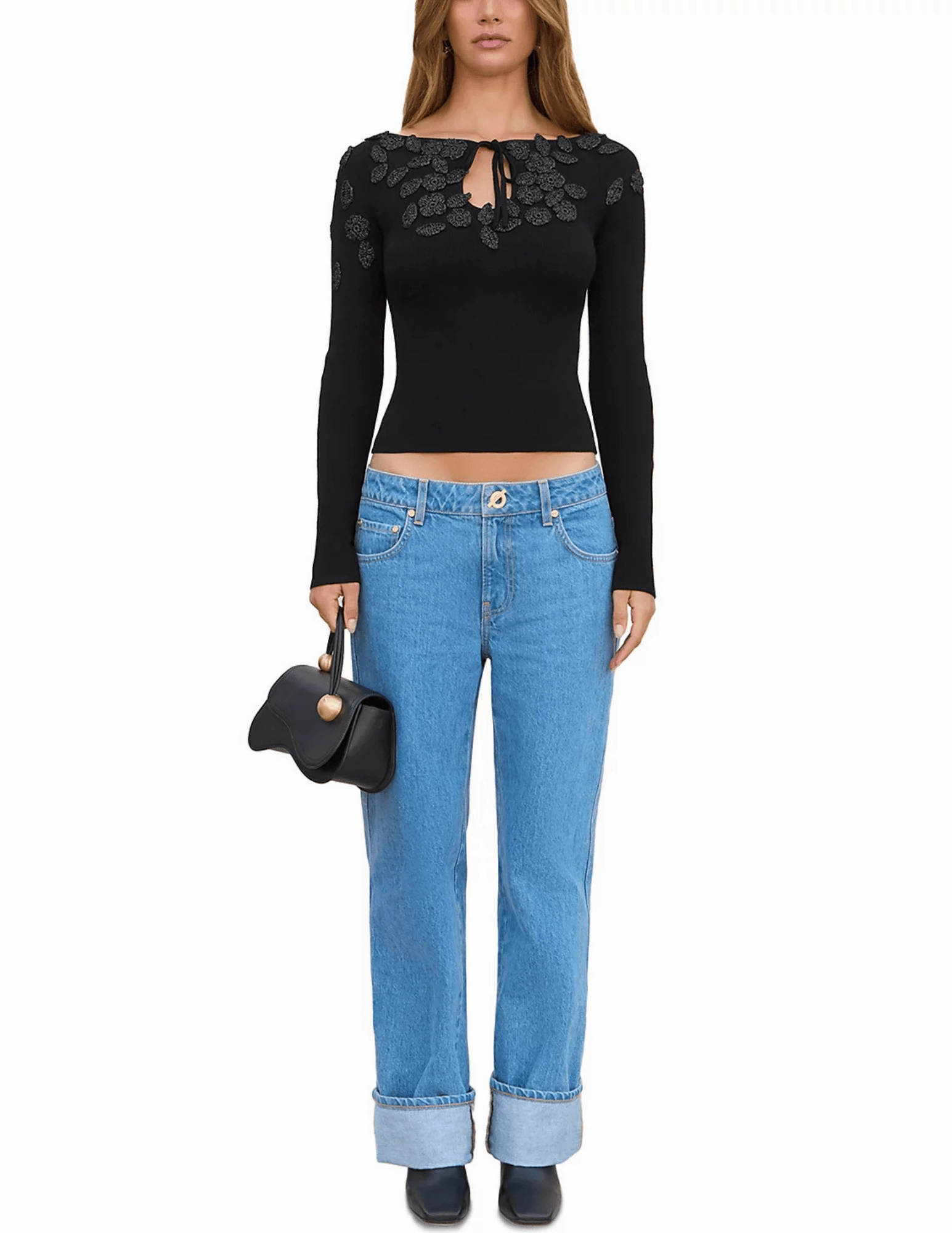 Cult Gaia Livie Crochet Flower Knit Top Everyday Comfort