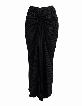 Cult Gaia Sanoma Pleated Satin Midi Skirt flared silhouette Refined Edge