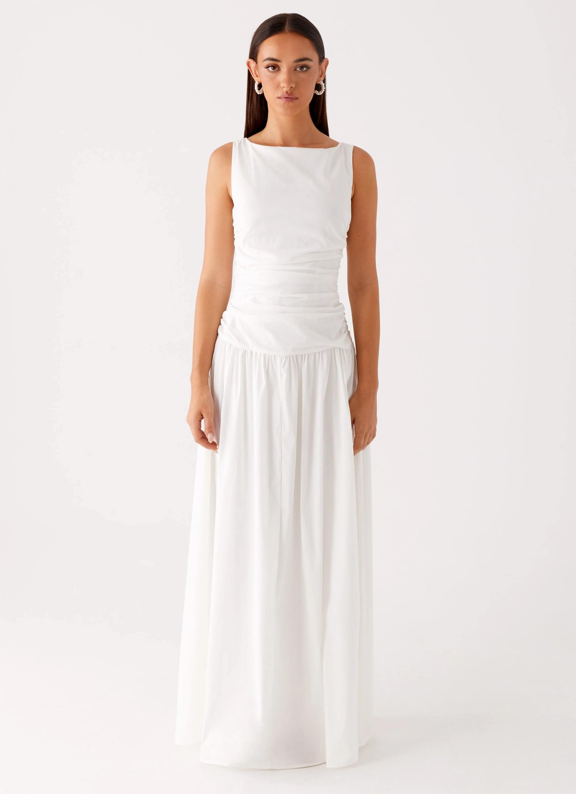 luxe feel Carmel High Neck Maxi Dress - White