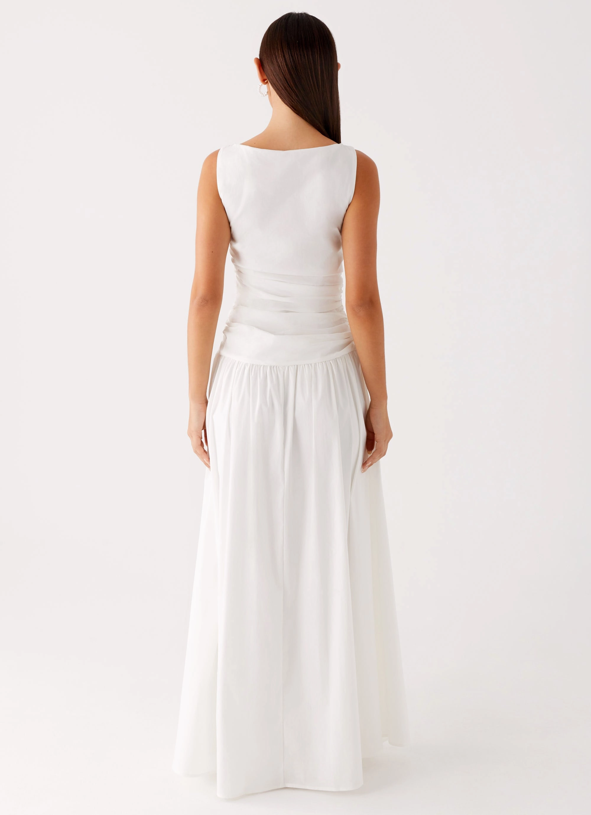 Carmel High Neck Maxi Dress - White Cool Season