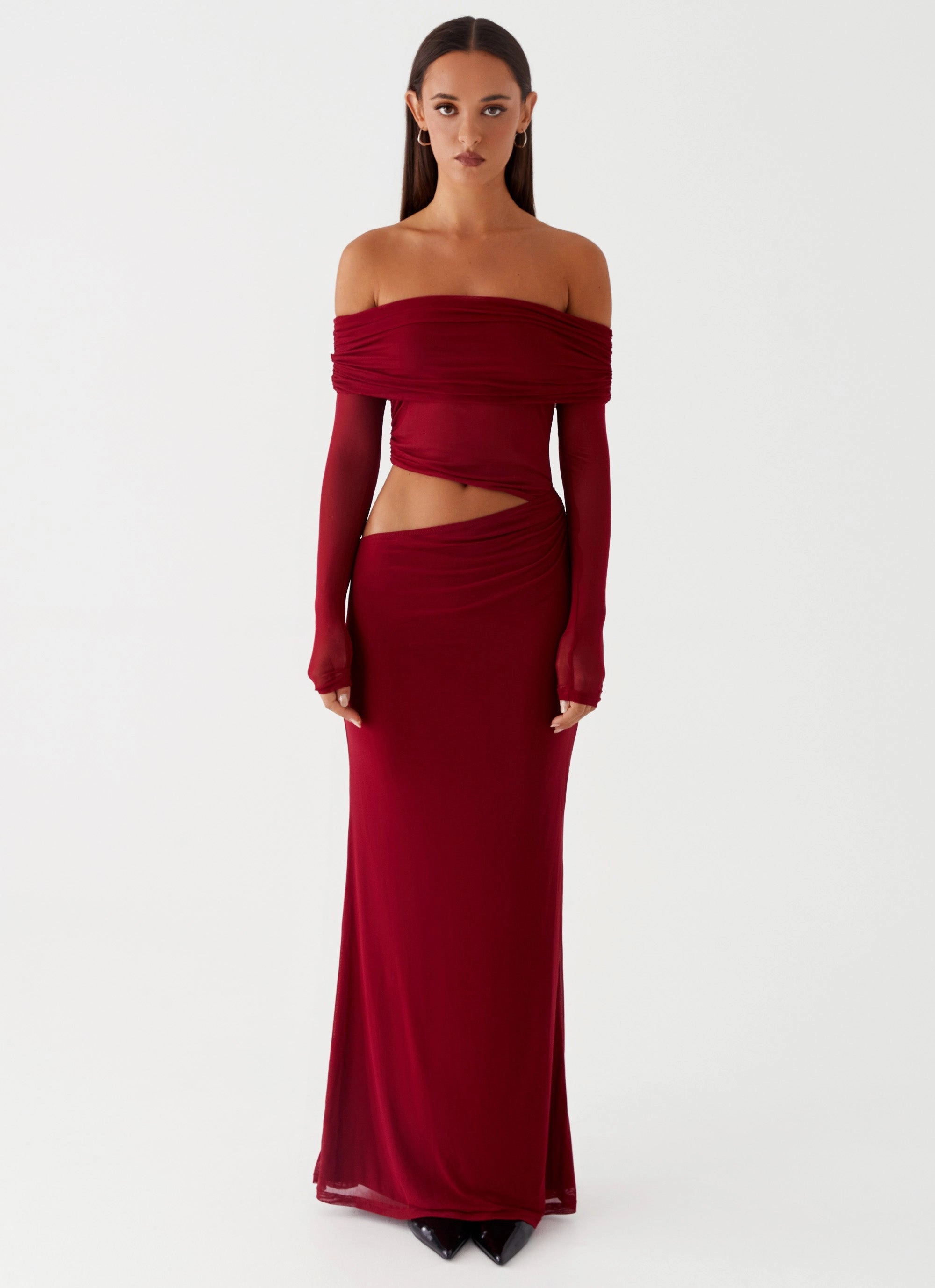 Relax Piece Knit Cool Emery Maxi Dress - Cherry Red